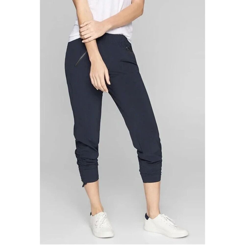 Athleta Aspire Pants Joggers 6 Small Navy Blue Cinched Hem Ankle Lightweight